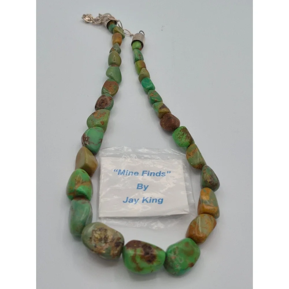 Jay King Necklace Green Turquoise Nugget Sterling Silver DTR Mine Finds Boho